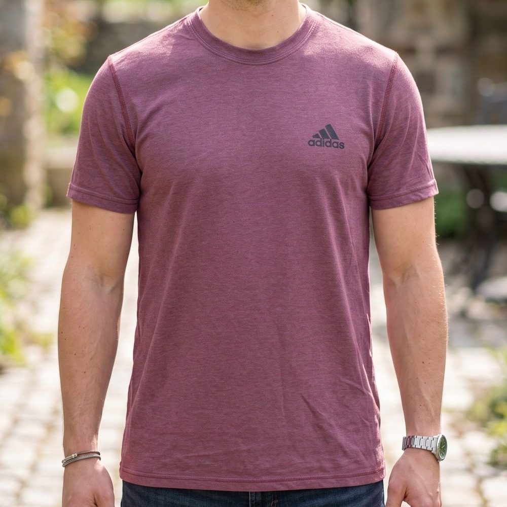 Adidas Ultimate 2.0 Short Sleeve Tee Heathered Maroon Mens Workout Shirt